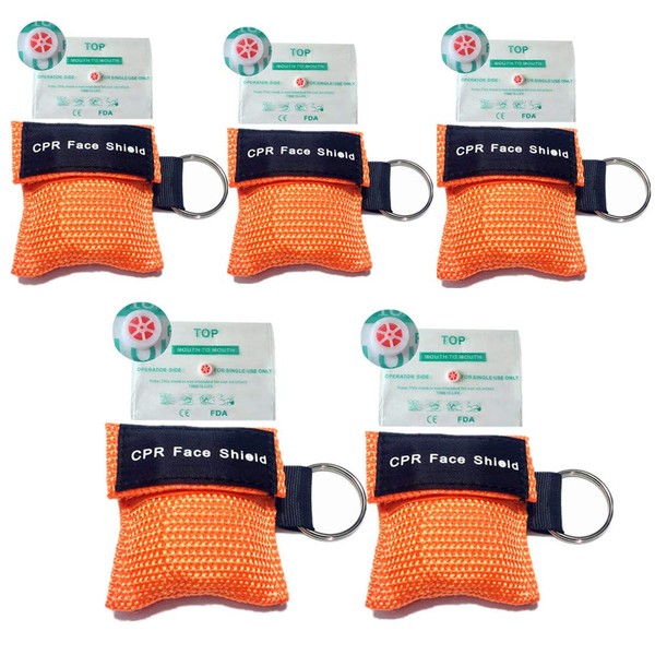 CPR Face Shields, 2 Pack CPR Resuscitation Face Mask Keychain Pouch for First Aid Heart Resuscitation Training
