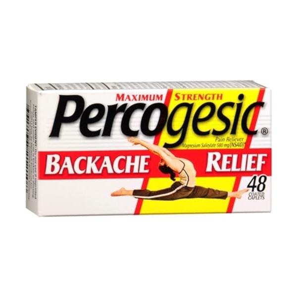 Percogesic Backache Pain Relief, Maximum Strength, 48 ct (Pack of