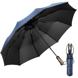 EMAGIE Paraguas Automático de Viaje Paraguas Plegable Grande de Golf Sombrilla de Viaje Protección UV Paraguas para lluvia Anti-Viento Portátil Compacto Seca Rápido 46 Pulgadas(Azul)