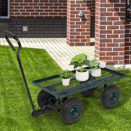 Heavy-Duty 4 Wheel Garden Wagon Cart - Rust Resistant, Easy Maneuverability - 86x46x97cm