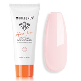 modelones Poly Nail Gel, Hema-Free 60ML Barely Pink Poly Extension Gel Nail Enhancement Nail Thickening Sheer Pink Builder Overlays 3D Molding Gel Nail Art Home DIY Salon Use