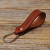 Dark brown leather key chain drop shape ring keychain boyfriend