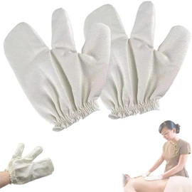 2PCS Garshana Gloves Raw Silk, Exfoliating Gloves for Massage and Skin Care, Silk Gloves for Dry Brushing and Relaxation