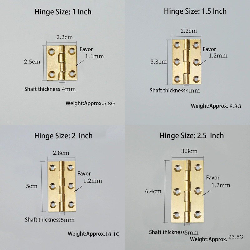Leliafleury 8Pcs Folding Door Hinges 38mm(1.5 inch) Brass Butt Hinge