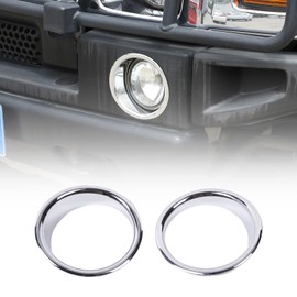 Qiosreui Front Bumper Driving Fog Light Lamp Ring Bezels Covers, Fog Lamp Trim Ring for Hummer H2 2003-2009, ABS, 2PCS (Chrome)