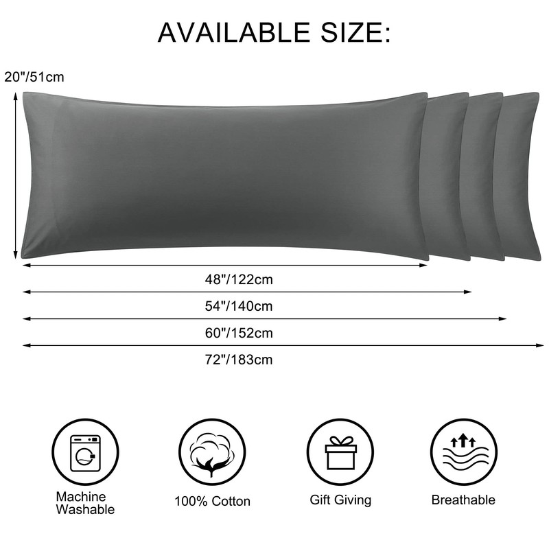 PiccoCasa Body Pillow Cover, Hug Pillow Cover, 100% Cotton, Envelope