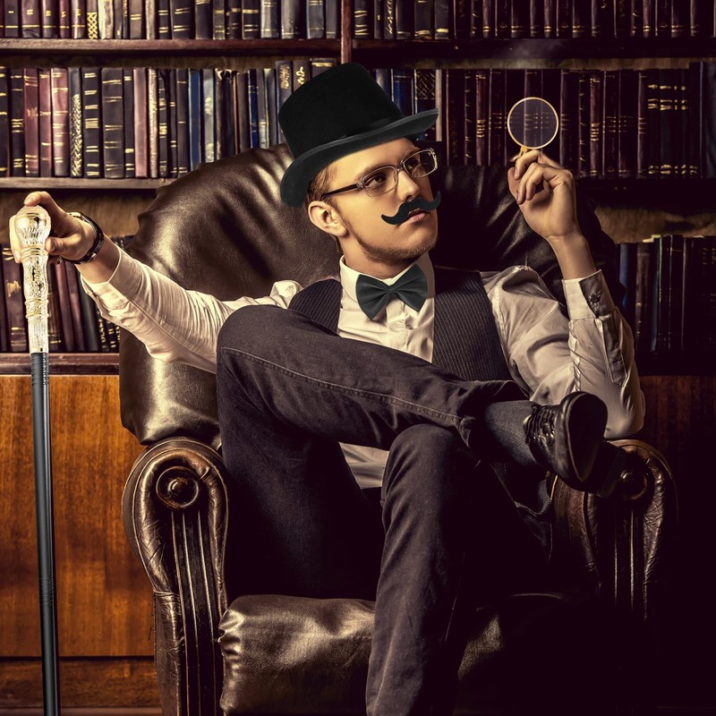 6 Pcs 1920s Men Accessories Gentleman Costume Hat Round Head