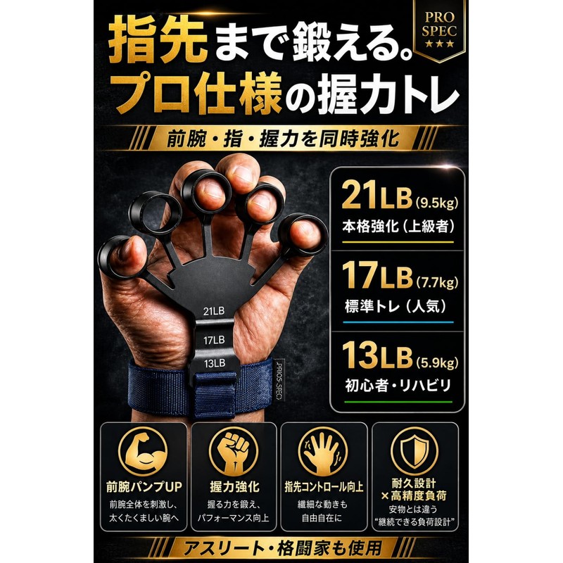 Catsobat Hand Grips, Power Finger Grips, Set of 2, Finger