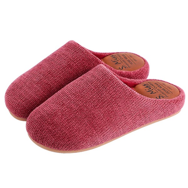 Slippers, Room Shoes, Room Slippers, Indoor, Pure Cotton Knit, Women's, Men's, Household, Fall and Winter Slippers, Indoor Slippers, Washable, Scandinavian Style, Stylish, Simple, Warm, Silent, Solid, Japanese, Western, Japanese Style, New Construction, All Year Round, red
