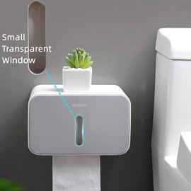Outdoor Waterproof Toilet Paper Holder for Bathroom - Pet Proof Plastic TP Tissue Holder Dispenser Full Cover Adhesive Mounted, for RV Boat Toilet Paper Roll