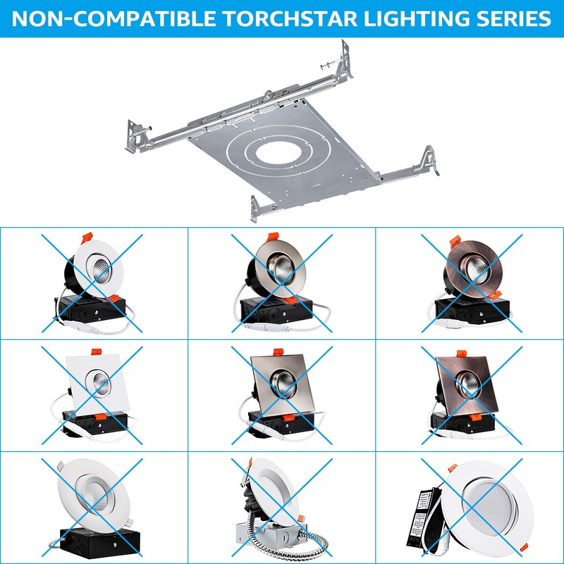 TORCHSTAR New Construction Mounting Plate, 3/4/6 Inch LED Recessed Lighting