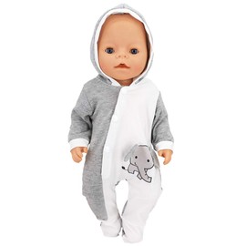 ZWOOS Doll Clothes for New Born Baby Dolls, Hooded Pyjamas for Dolls 35-43 cm (Pink Rabbit)