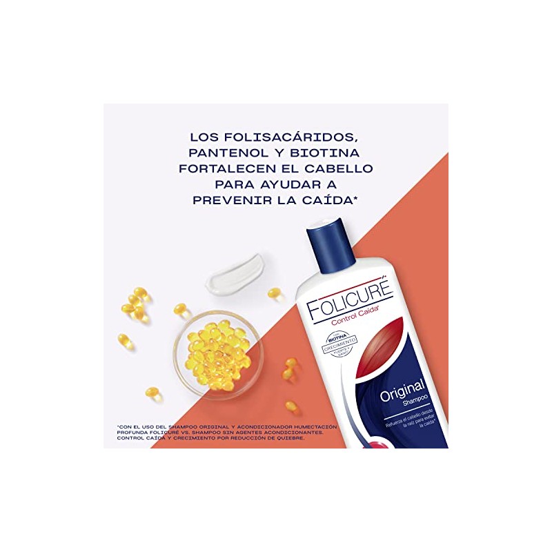 Folicuré Shampoo Original control caída con FolisacáridosTM, Pantenol y Biotina