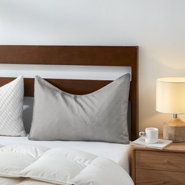 Sidney Sleep Curved Pillow Covers - Full Length Zipper Closure - Premium Soft Brushed Microfiber - Fade and Shrink Resistant - 20 x 36 Inches - Fits Curved Side Sleeper Pillows (King, Silver Grey)