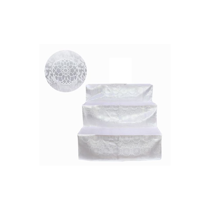 KTJP-BUTAO-3D90 3-Tier Altar, White Cloth Cover, Buddhist Words