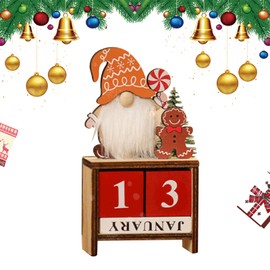 Larfraecy Wooden Christmas Advent Calendar Blocks | Xmas Faceless Old Man Countdown Calendar Ornament | Holiday Decoration for Christmas Holiday Home Office Decoration