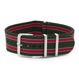 CASSIS Nylon Watch Band TYPE NATO Type Nato #141.601M 0.9 inches (22 mm) Replacement Tool Included, green/red, Luxury