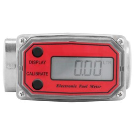 Samfox Digital Turbine Fuel Flow Meter, 15-120L/min 1'' NPT, High Accuracy, Compatible with Diesel, Kerosene, Gasoline, Stainless Steel, Blue or Red