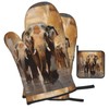 Asian Elephants Print Kitchen Baking 3 Piece Set, Scald Resistant