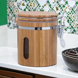 GMMH Holz Vorratsdose aromadicht Bügelverschluss Holz Vorratsbehälter Frischhaltedose Aufbewahrung Kaffeedose (Höhe : 15 cm)