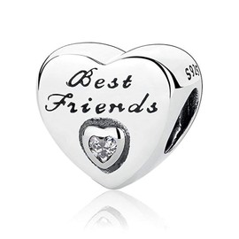 MsRosy New Women's S925 Sterling Silver Hearts Charms Moments For Bracelets and Necklaces Gift For All the Family and Friends (Friend charm)
