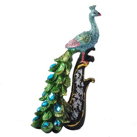 YOUUGIOR 14 INCH Cute Peacock Stutues Resin Figure Decor Indoor Home Decorations Craft Wedding Gifts(Two Peacock)