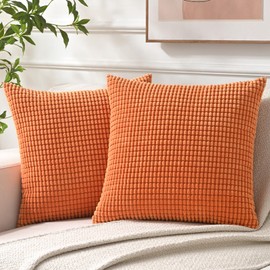 NAVIBULE Corduroy Throw Pillow Covers 20x20 Soft Decorative Pillow Covers Plain Yellow Throw Pillows for Couch Bed Sofa Pack of 2(20 x 20 in, Yellow)