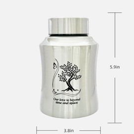 Our Love is Beyond Time and Space - Medium 60lb Cremation Urns for Funeral, Burial or Home with Velvet Bag, Decorative Urn for Ashes (Silver, Medium 60lb, Butterfly)