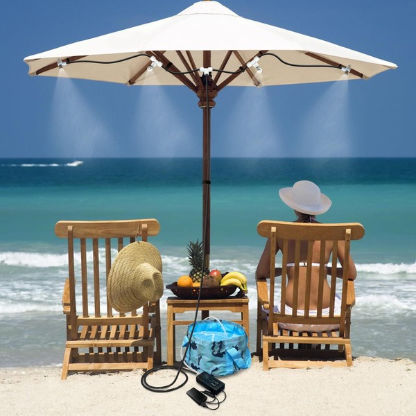 HAOWIN Portable Misting System with Rechargeable Water Pump, Foldable Bucket