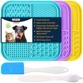 LUKITO 3PCS Lick Mat for Dogs and Cats With Suction Cups, Anxiety Relief, Peanut Butter Pad for Boredom Reducer, Enrichment Toy, Bathing and Grooming