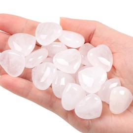 MAIBAOTA Clear Quartz Crystal Heart Healing Crystals Gemstones Pocket Nature Spiritual Energy Gem Stones Set Gifts for Women Reiki Divination Balancing Yoga Meditation 10PCS