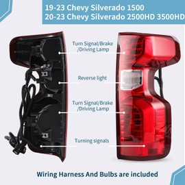 VPIMOZO Rear Tail Lights Compatible With 19-23 2019 2020 2021 2022 2023 Chevy Silverado 1500 2500/3500HD Halogen Rear Tail Light Housing With Bulb & Harness Replaces GM2800308 (Left Driver Side)