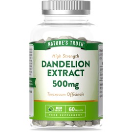 Nature's Truth Dandelion Tablets - 500mg High High Strength Dandelion Root Extract - 60 Tablets - Vegan