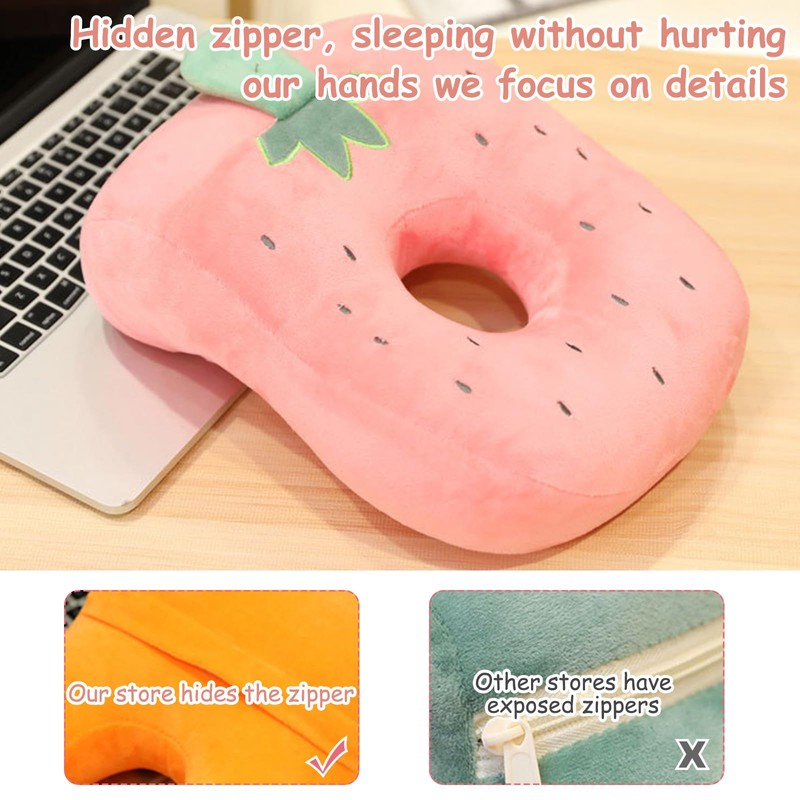 ExcellaElite Piercing Pillow,Ear Piercing Pillow,Strawberry Pillow with Arm Hole,Unique Ventilation