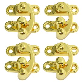 4 PCs Vintage Hook Hasp Decorative Swing Lock Clasp Right Latch for Jewelry Box Gift Case Wooden Box (Gold)