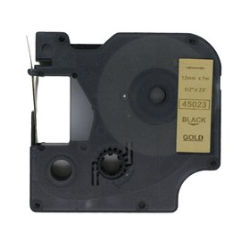 BROVACS 1 Pack Black on Gold Label Tape Compatible for DYMO D1 45023 12mm 1/2" OPA2223