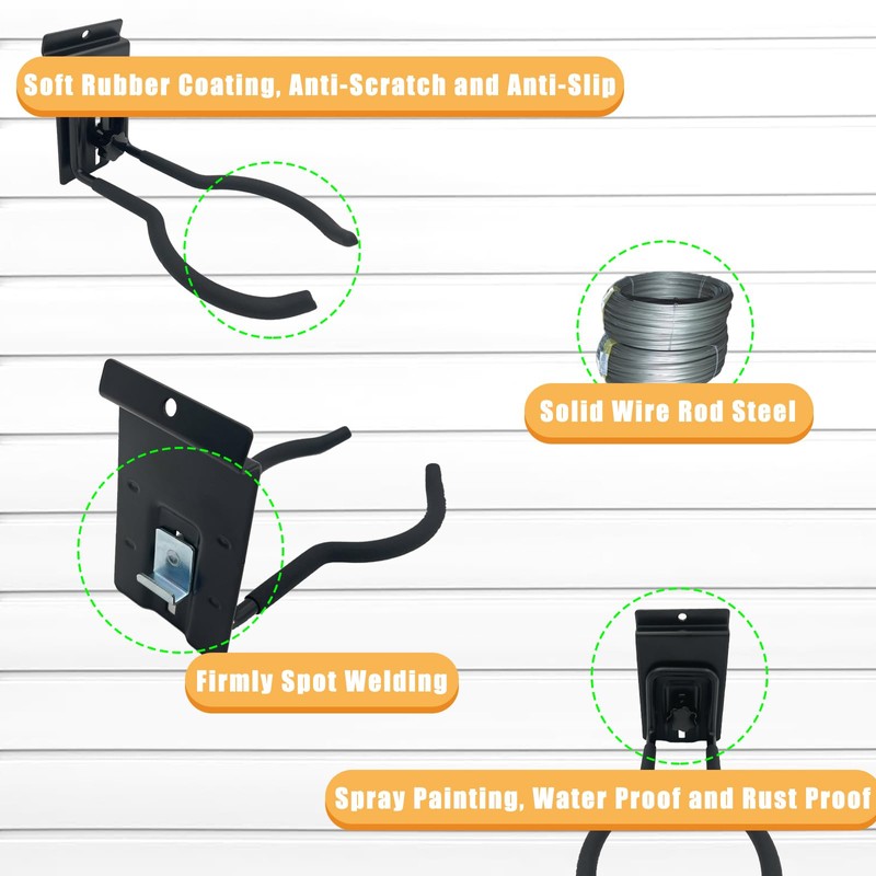 Juformin Adjustable Slatwall Hooks, Lockable Slatwall Weedeater Hanger, String Trimmer