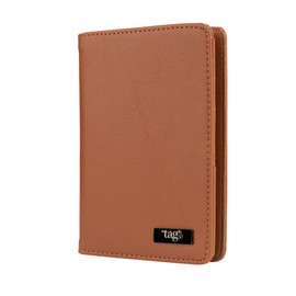 tag8 Genuine Leather Passport Holder Cover Case, RFID Passport Finder Case for Men and Women, Passport Wallet for Cards and Documents - Tan