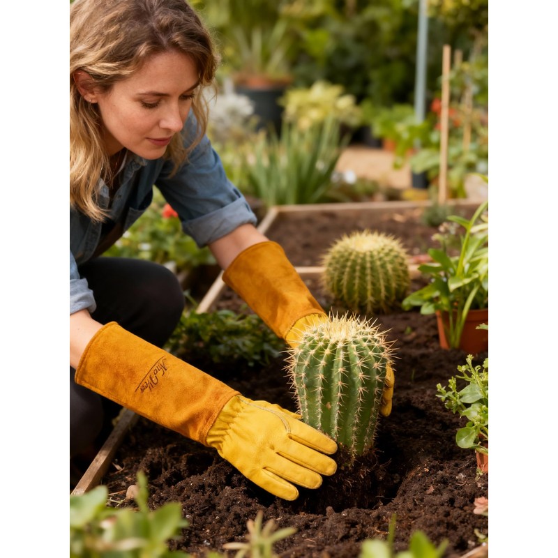 Nuo Wen Large Yellow Thornproof Garden Gloves for Women and