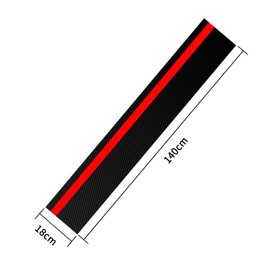 SUNJIKA Car Hood Decal Sticker Universal Hood Racing Body Side Vinyl Modified Stripe Graphic Front Hood Bumper Tailgate Exterior Decoration Long Striper Decals (Carbon Fiber Black Red)