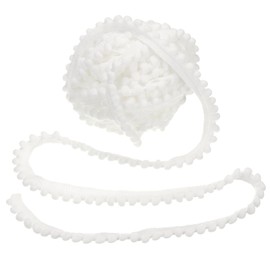 sourcing map 25 Yards Pom Pom Trim Ribbon, 0.5" Wide White Pom Pom Ball Fringe Trim Sewing Fringe Fabric Trim Ribbon for DIY Crafts Curtain Clothes Pillow Home Decoration