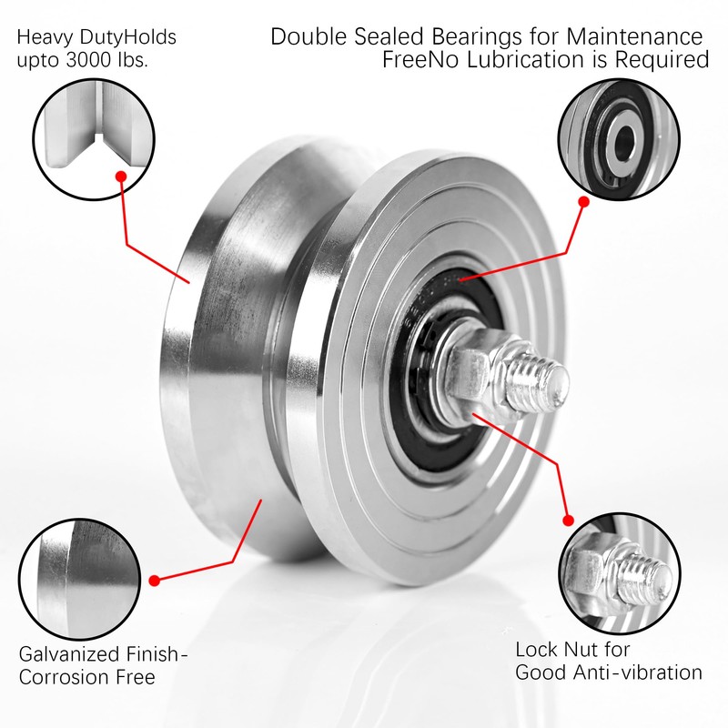 2 Pack 4" V-Groove Slide Gate Wheel with Welded Bracket