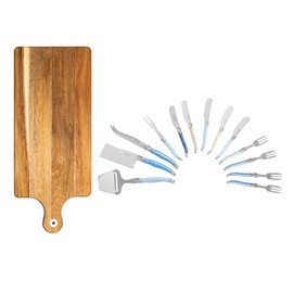 French Home 14 Piece Laguiole Charcuterie Set with Wood Serving Board (Shades of Blue) – Cutlery Set Cheese — Serving Utensil Set — Charcuterie Tools