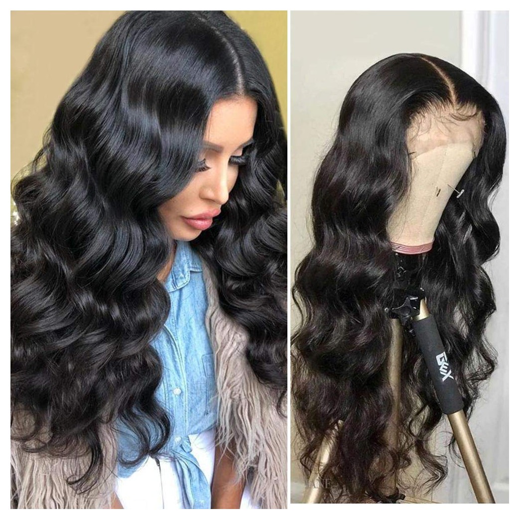 Lace Front Wigs Human Hair Pre Plucked with Baby Hair 13x4x1 Deep Middle T Part Lace Wig 150% Density Brazilian Body Wave Lace Front Human Hair Wigs for Black Women (24inch)