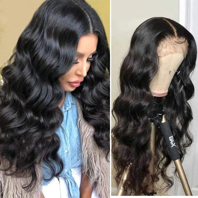 Lace Front Wigs Human Hair Pre Plucked with Baby Hair 13x4x1 Deep Middle T Part Lace Wig 150% Density Brazilian Body Wave Lace Front Human Hair Wigs for Black Women (24inch)