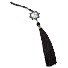 Islam AMN-289 - Adorno colgante para parabrisas de coche con diseño de estrellas musulmanas y caligrafía árabe de Allah en metal con colgante de estrella para decoración de vehículos, regalo Eid Ramadan (marrón oscuro/plata)