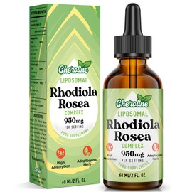 Liposomal Rhodiola Rosea 950 mg, 9-in-1 Rhodiola Rosea Drops 60 ml, Rhodiola Root Liquid Tincture, Vegan Adaptogenic Herb Supplement for Energy, Stress & Mood (Pack of 1)