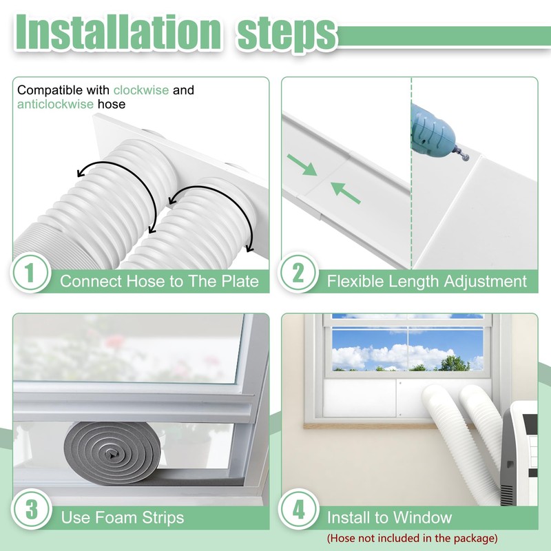 Memrita Dual Hose Portable Air Conditioner Window Seal Kit, 5.9"