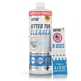 ACTIVE Jetted Tub Cleaner Bathtub Cleaning - 32oz (8 Uses) Bath Jet Cleaner For Whirlpool & Spa Bath System, Compatible with Jacuzzi Jets, Whirl Tubs, Professional Septic Safe Solution - Made in USA