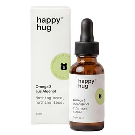 happyhug Omega 3 Drops for Children, Brain Development & Vision, DHA + EPA from Algae Oil, Vegan, Laboratory Tested, Specially Developed for Children, 30 ml